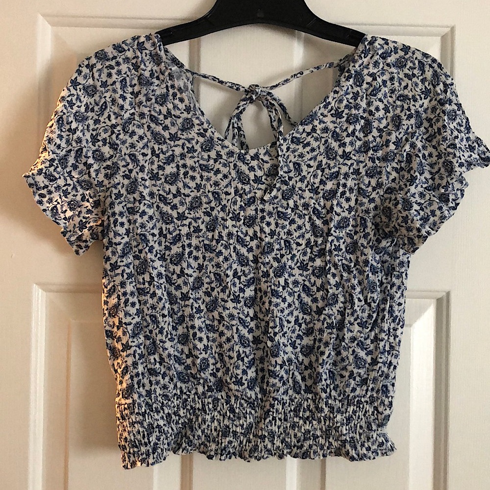 Blue Paisley Crop Top Size Small
